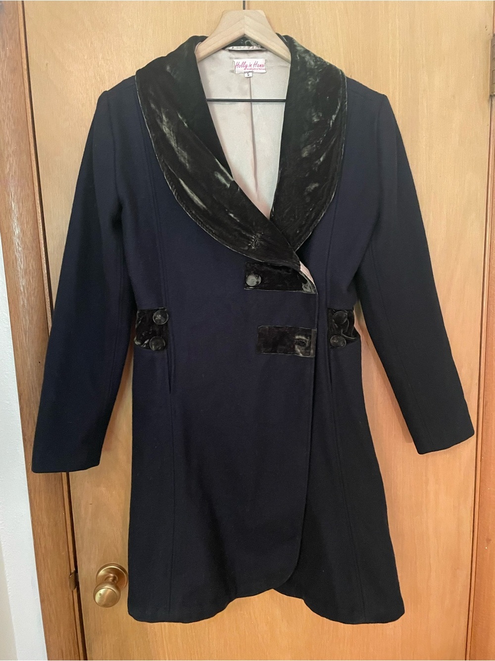 Holly In Hanoi Wool and Velvet Coat Size S